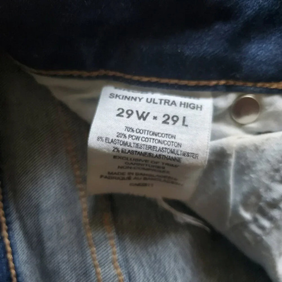 Brody Jeans Skinny Ultra High Rise Dark Blue Denim Jeans (29) - Picture 6 of 6